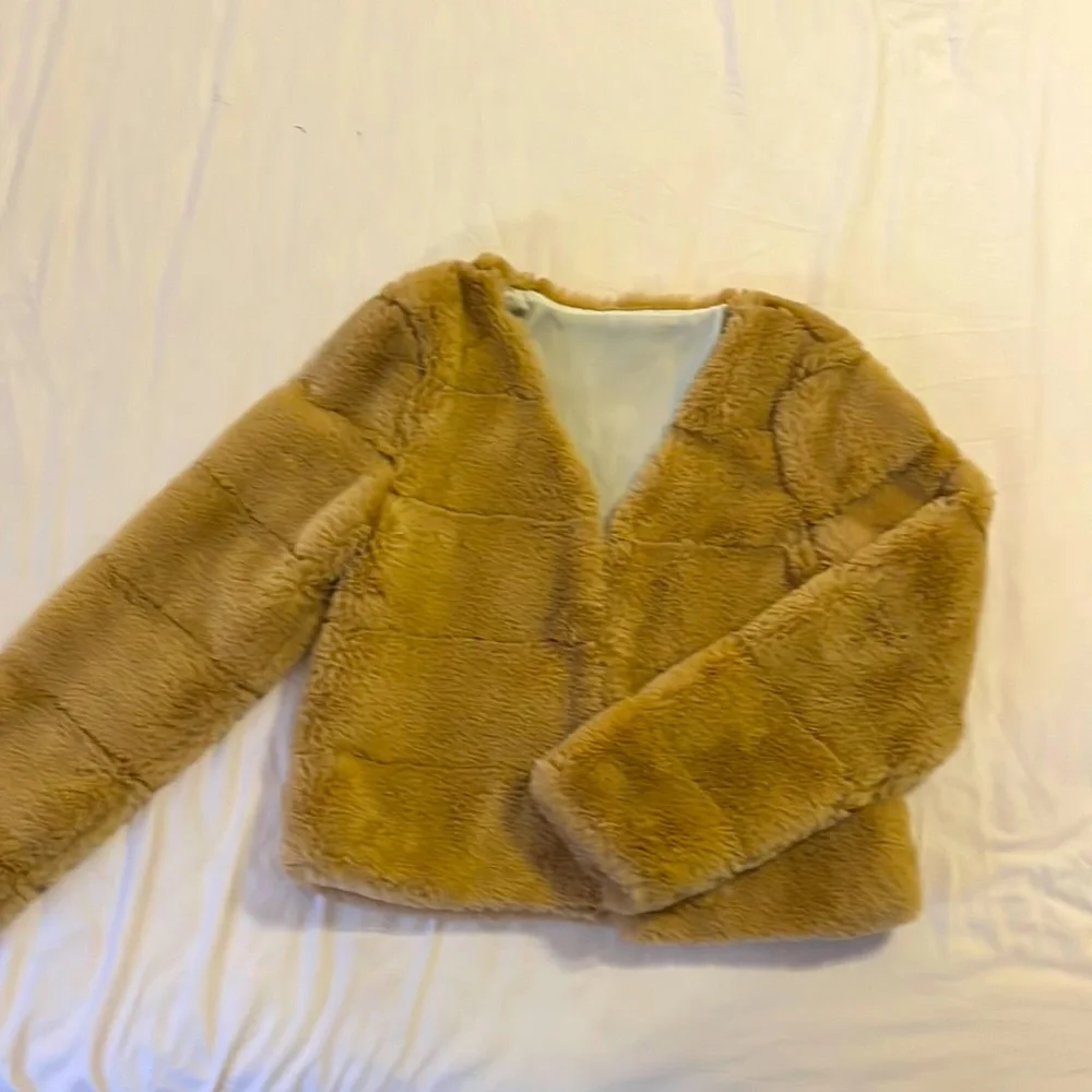 Tan Faux Fur Jacket - Picture 1 of 5